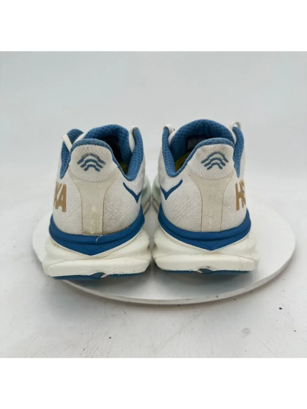 Hoka One One Clifton 9 Men Size 10.5D 1127895-FTG Frost Gold Blue Running Shoes